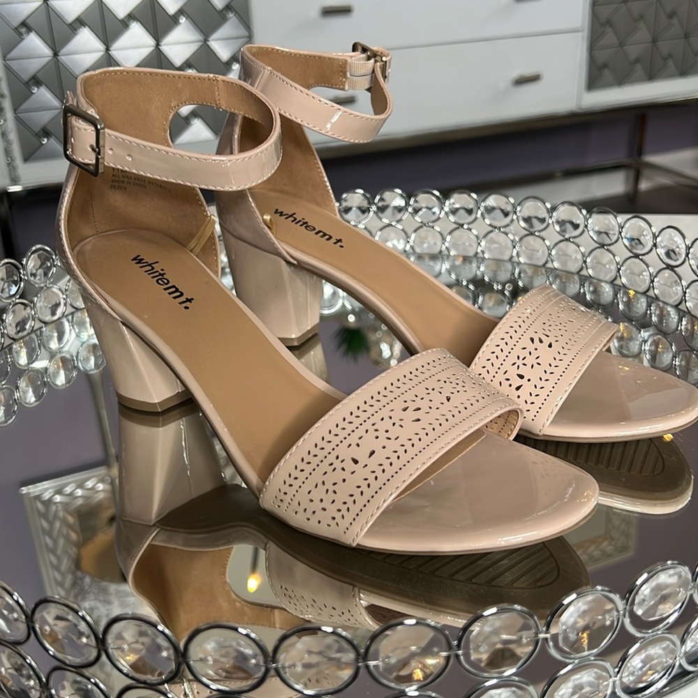 Whitmt. Nude Ankle Strap Heels size 11M